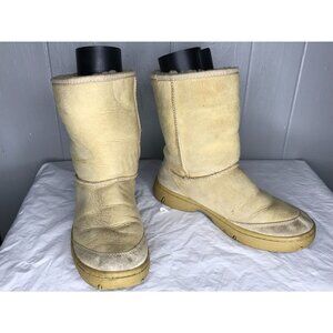 Ugg Ultimate Short Leather Shearling Boots Women’s Size 8 US # 5275 Natural Tan